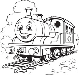 hand drawn locomotive coloring page illustration  © smoke