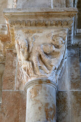 Saint Mary Magdalene basilica, Vezelay, France. Capital depicting the killing of Saul's murderer