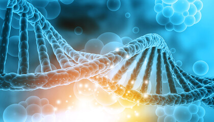DNA strand on abstract science background. 3d illustration..
