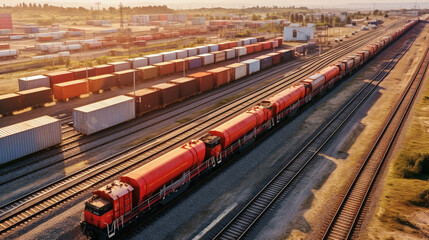 Fototapeta premium Freight train. Import and Export concept. Generative AI