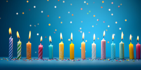 candles on the blue background generated by AI
candles on the table generated by AI
Birthday candles on colorful background
