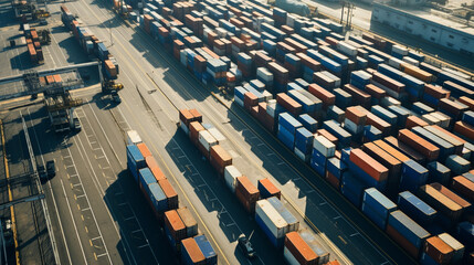 Container freight station. Import and Export concept. Generative AI.