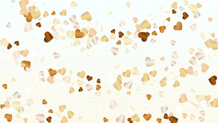 Realistic Background with Confetti of Hearts Glitter Particles. St. Valentine Day. Celebration pattern. Light Spots. Explosion of Confetti. Glitter Vector Illustration. Design for Banner.