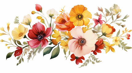 Flowers watercolor illustration. Manual composition. Beautiful floral watercolor.