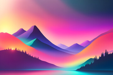 Naklejka premium Beautiful Nature in gradient colors 