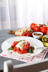 Salad Caprese, concept of tasty and delicious food