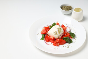 Salad Caprese, concept of tasty and delicious food