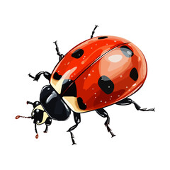 Fototapeta premium Lady bugs animal in cartoon style on transparent background, Lady bug sticker design.