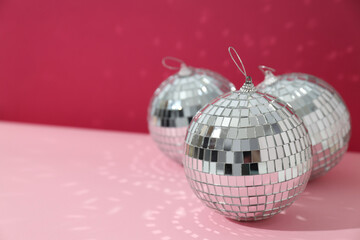 Beautiful disco balls on a red background