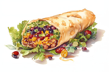 burrito wrap. Traditional mexican cuisine illustration. Fast food