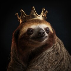 Portrait of a majestic Sloth with a crown
