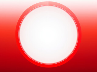 A vibrant red circular geometric frame on a soft gradient background.