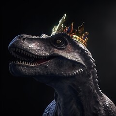Portrait of a majestic t rex with a crown