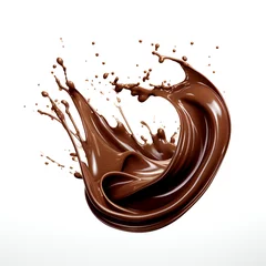 Tuinposter Chocolate splash isolated on white background © Diana