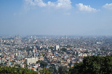 Fototapeta na wymiar 丘の上から見たネパールの首都カトマンズの展望