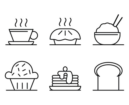 set of handrawn breakfast doodles or Food minimal thin line icons