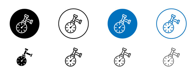 Tire Pressure Monitoring line icon set. Tire pressure monitoring line symbol in black and blue color. - obrazy, fototapety, plakaty