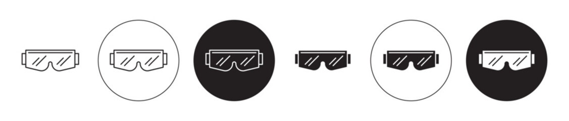 Ski Goggles vector illustration set. Ski eye safety protection goggles vector illustration symbol in black color - obrazy, fototapety, plakaty