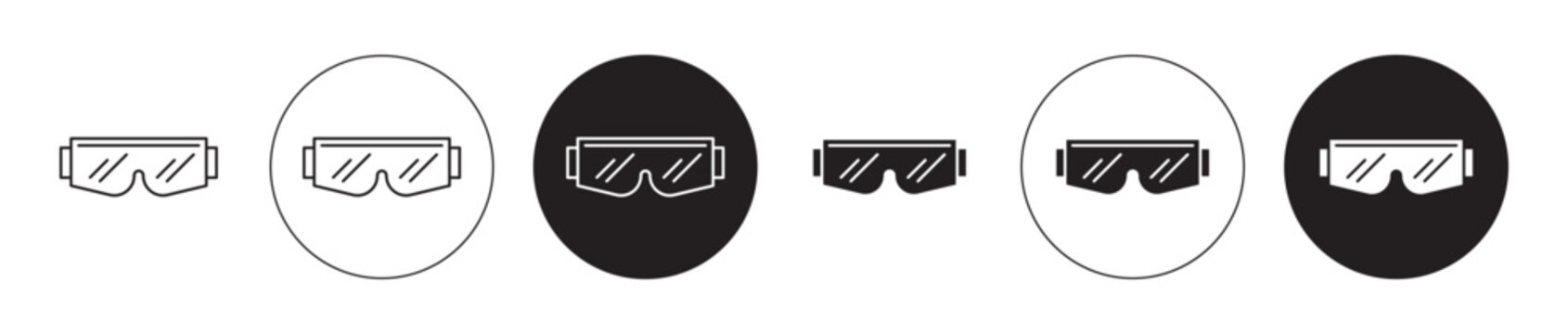 Ski Goggles vector illustration set. Ski eye safety protection goggles vector illustration symbol in black color