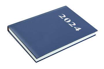 Blue calendar book 2024 isolated on white background