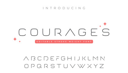 Minimal modern alphabet outline fonts