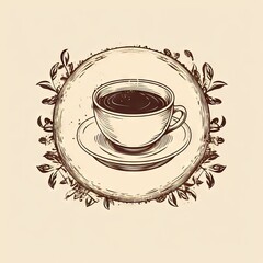 Coffee Cup Vintage Frame, Doodle Sketch with a Cup of Coffee, Hand Drawn Drink