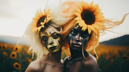 Two young girls with extraordinary make-up
