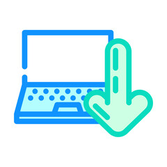 laptop downloading data computer color icon vector. laptop downloading data computer sign. isolated symbol illustration