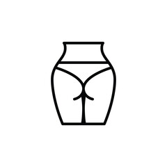 Female buttocks outline icon. Vector illustration. The isolated icon suits the web, infographics, interfaces, and apps.