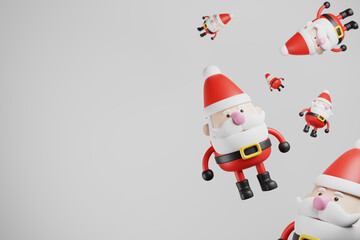 3d character Santa Claus. New Year's banner. Christmas poster. Copy space