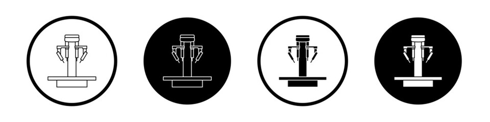 Robotic Surgery vector illustration set. Computer-powered remote operation vector illustration symbol. Surgical arm vector illustration for UI designs in black and white color. - obrazy, fototapety, plakaty