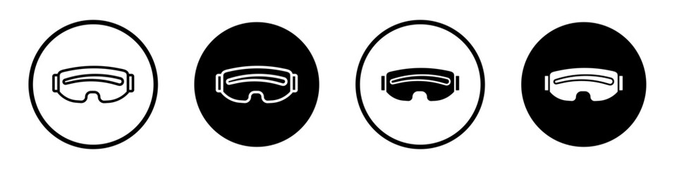 Ski Goggles vector illustration set. Ski eye safety protection goggles vector illustration symbol for UI designs in black and white color. - obrazy, fototapety, plakaty