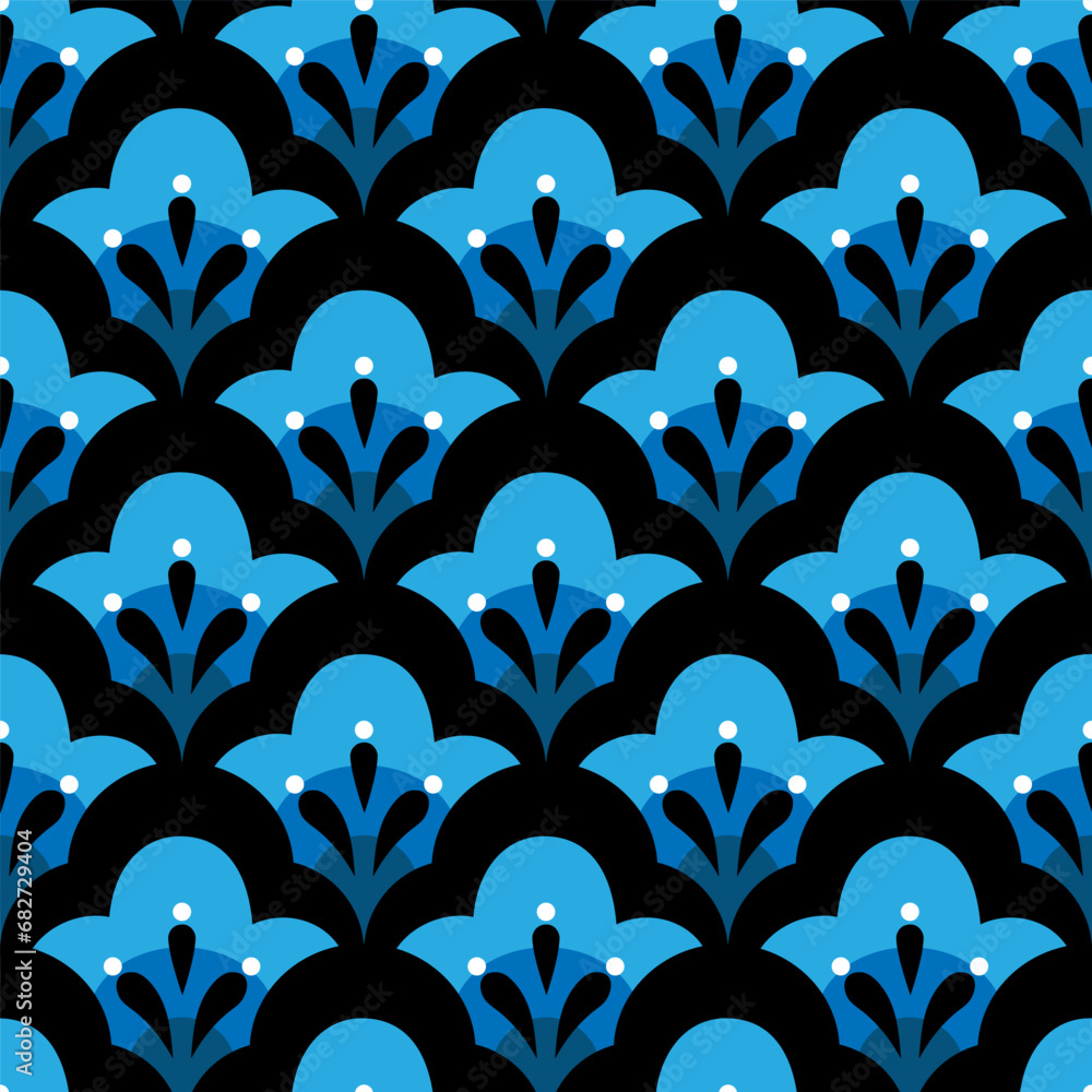 Poster geometric flower shapes with leaves. abstract botanical elements in rows vector illustration. colorf
