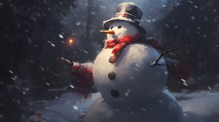 A snowman standing tall in a winter wonderland. Snowman standing in winter when christmas
snowman on the snow

