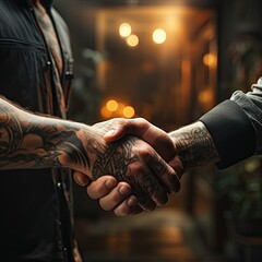 Handshake Tattoo Artist and Client Tattoo