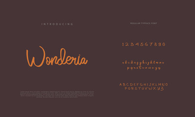 Handwritten Script font. Hand drawn brush style modern calligraphy cursive typeface. Hand Lettering and Custom Typography alphabet for Designs: Logo, Greeting Cards, Poster. Vector Brush type set.
