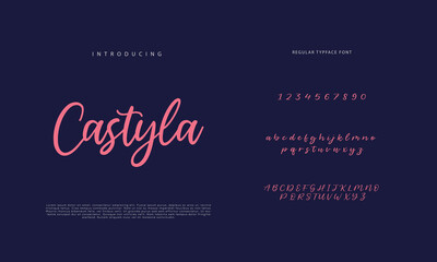 Handwritten Script font. Hand drawn brush style modern calligraphy cursive typeface. Hand Lettering and Custom Typography alphabet for Designs: Logo, Greeting Cards, Poster. Vector Brush type set.
