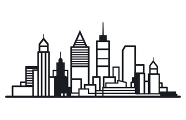 Philadelphia minimal style City Outline Skyline with Typographic. Vector cityscape with famous landmarks.