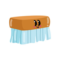 there is a cartoon of a brown and blue brush with a face