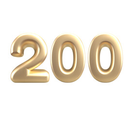 3D render number with gold style