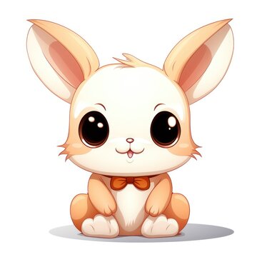 Cute cartoon 3d character rabbit on white background