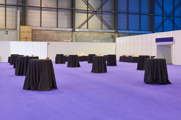 Cocktail hall. Decorated tables in a conference room. Celebration event
