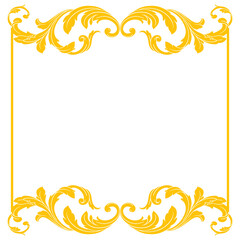 Gold Border or frame decorative filigree calligraphy element in baroque style vintage and retro
