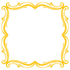 Gold Border or frame decorative filigree calligraphy element in baroque style vintage and retro
