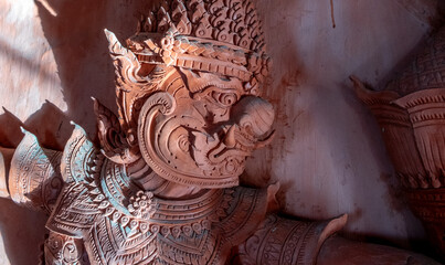 Ornate designs at the Wat Sila Ngu Buddhist temple on Ko Samui island in Thailand