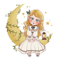 Little princess with the moon