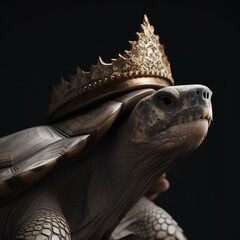 Portrait of a majestic Turtle with a crown