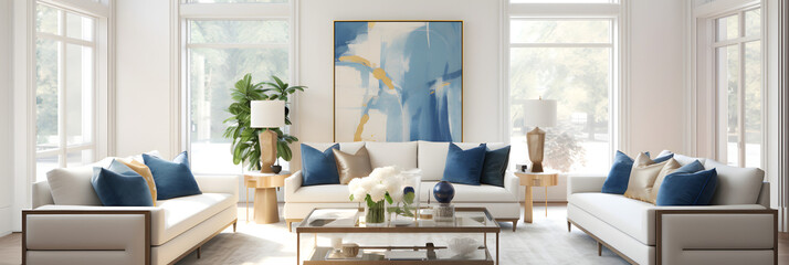 White Canvas of Design: Light and Blue Modernity