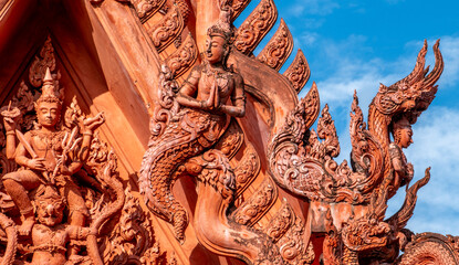 Ornate designs at the Wat Sila Ngu Buddhist temple on Ko Samui island in Thailand