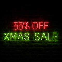 55 Percent Off Xmas Sale With Brick Background
